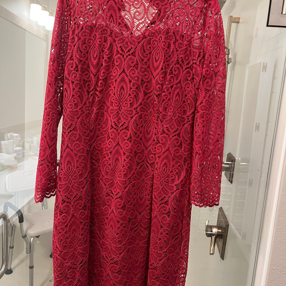 Nocona Red Lace Long Sleeve Dress